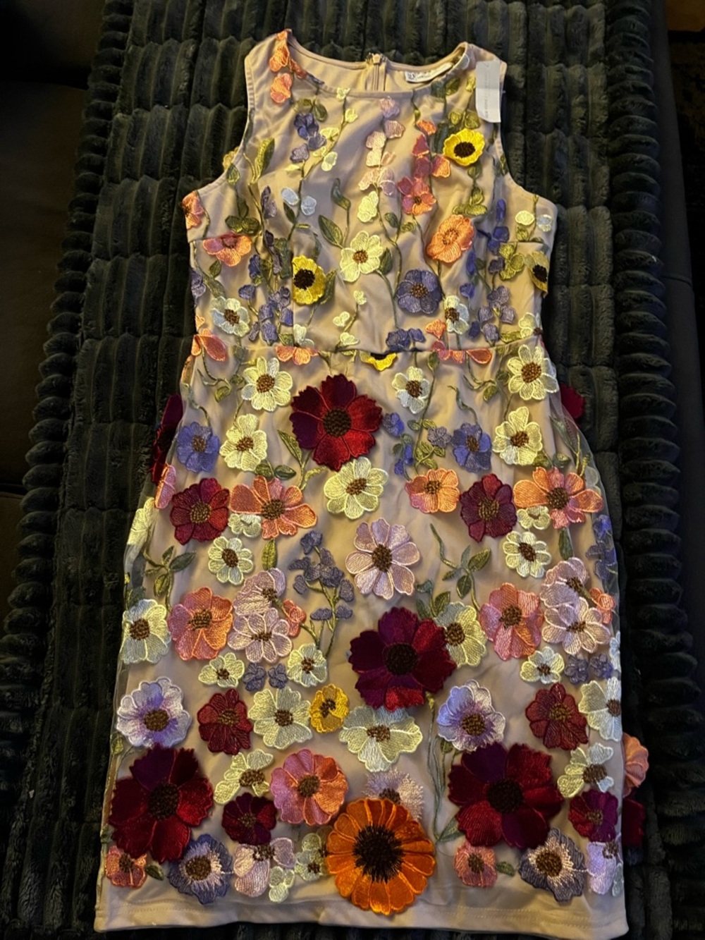 New York & Company Floral Embroidered Sleeveless Dress - Pink Multi